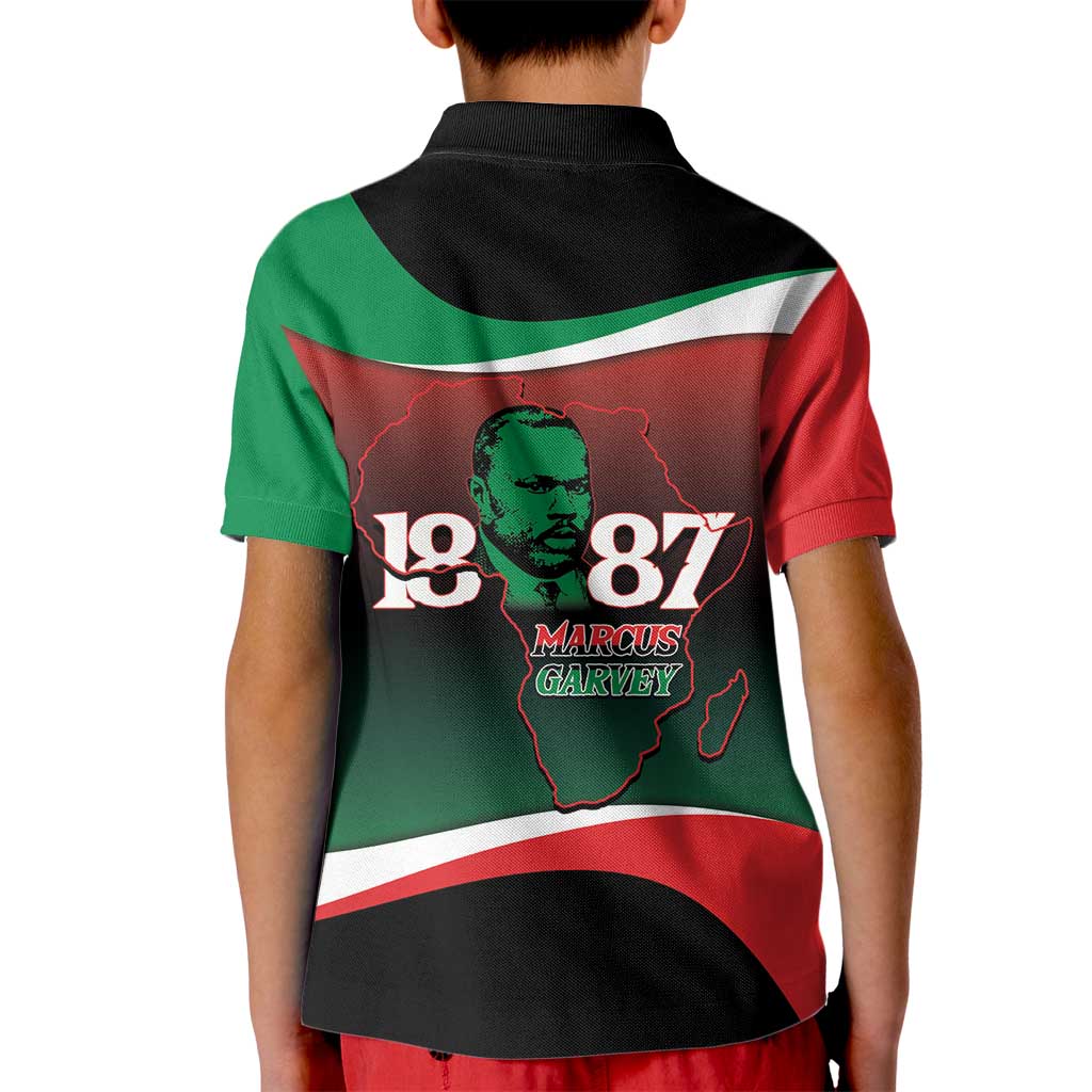 Marcus Garvey 1887 Kid Polo Shirt African Map Curves Style - Wonder Print Shop
