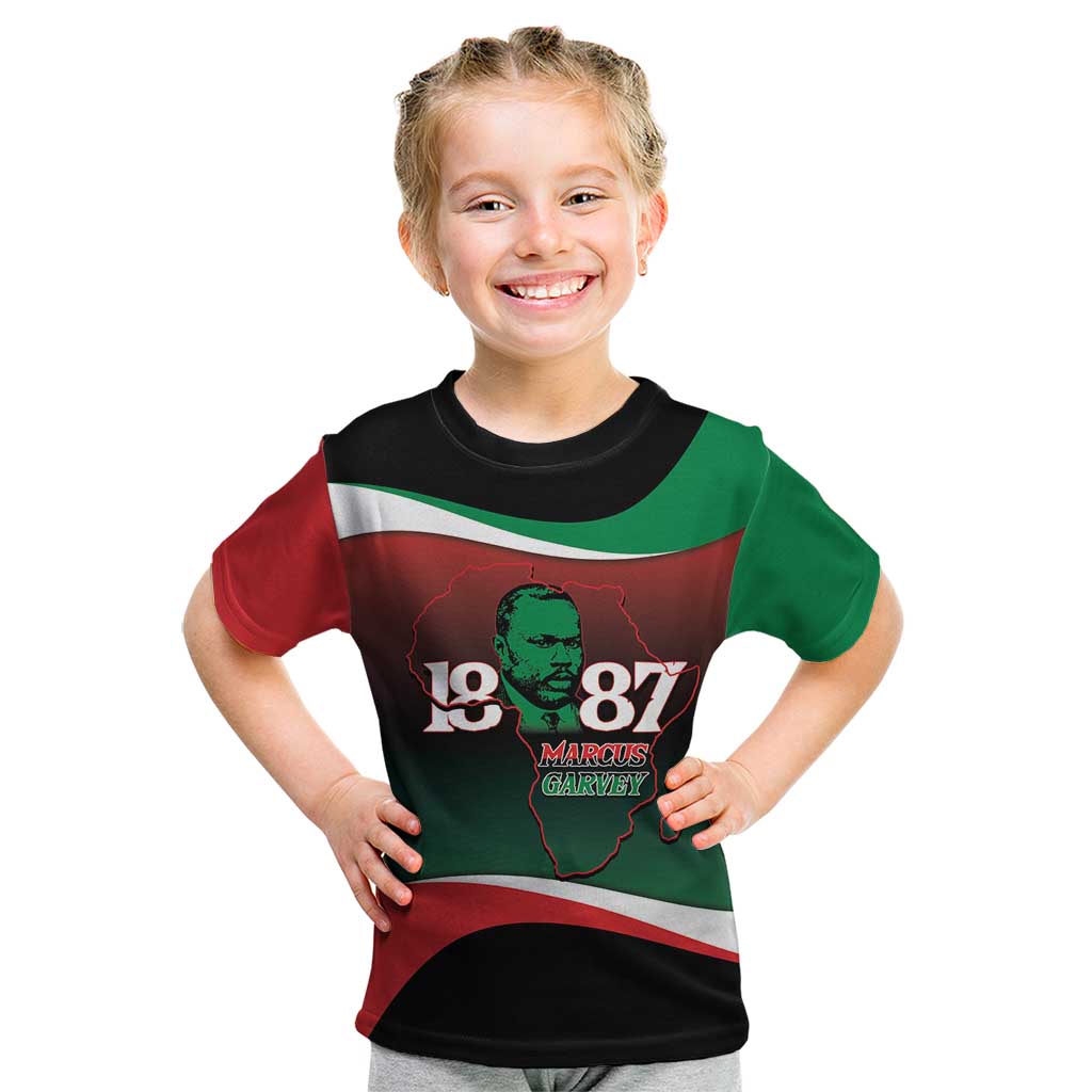 Marcus Garvey 1887 Kid T Shirt African Map Curves Style - Wonder Print Shop