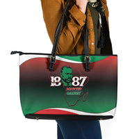 Marcus Garvey 1887 Leather Tote Bag African Map Curves Style - Wonder Print Shop