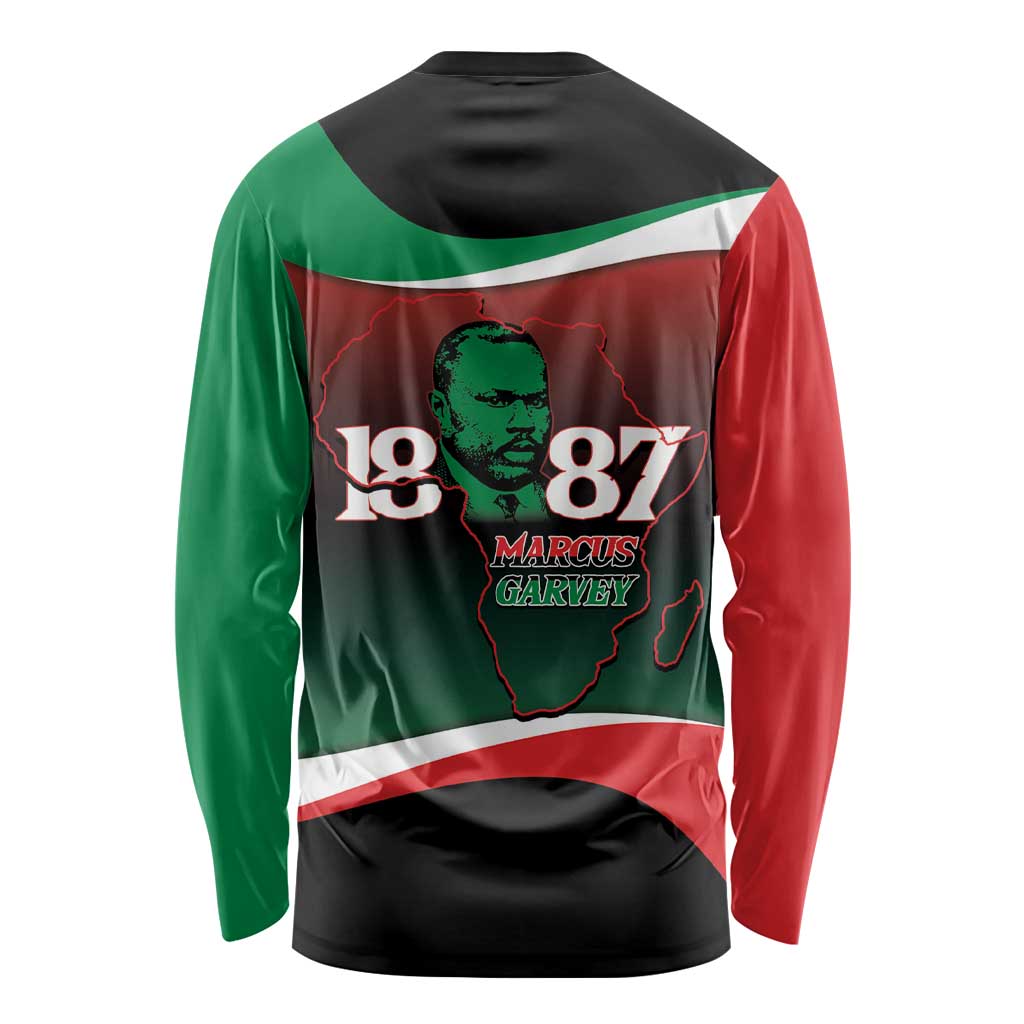 Marcus Garvey 1887 Long Sleeve Shirt African Map Curves Style - Wonder Print Shop