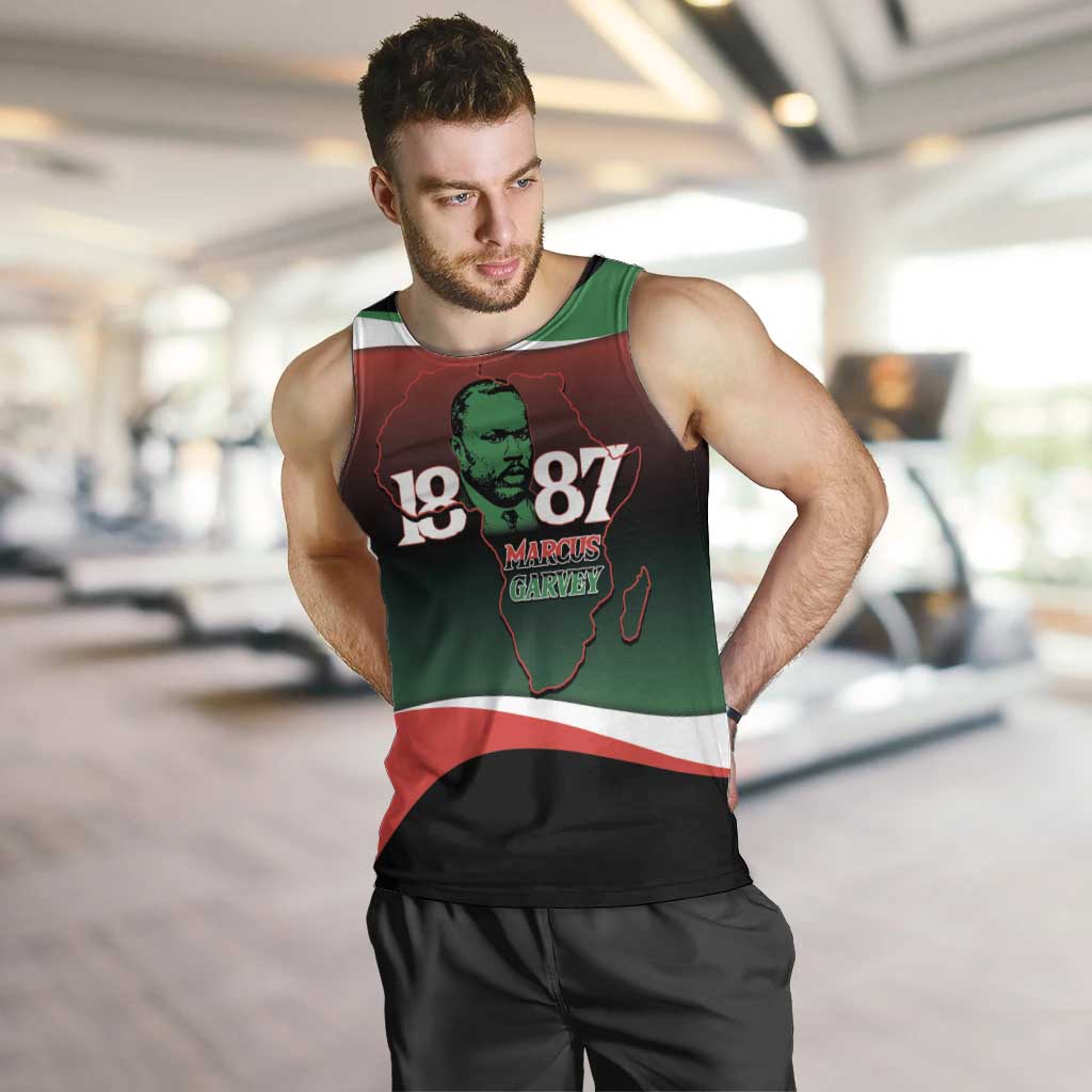 Marcus Garvey 1887 Men Tank Top African Map Curves Style - Wonder Print Shop