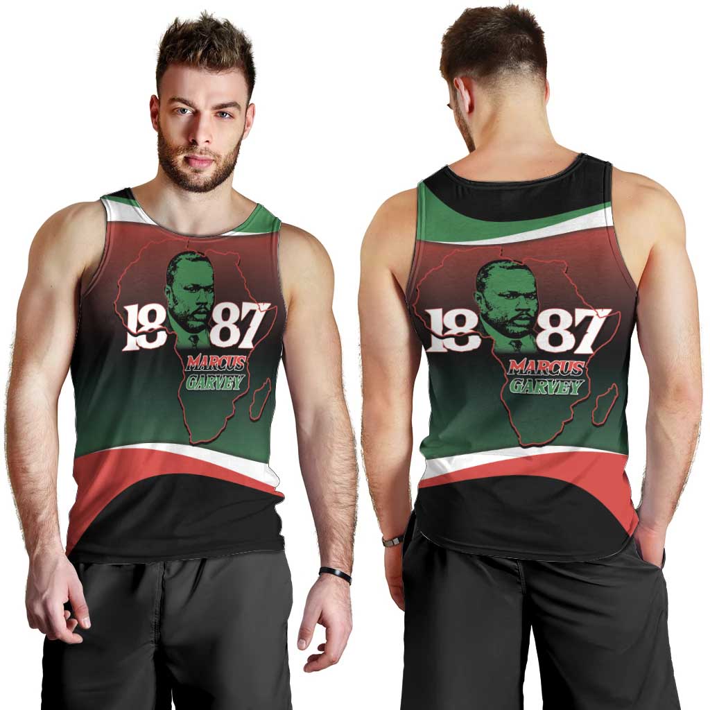 Marcus Garvey 1887 Men Tank Top African Map Curves Style - Wonder Print Shop