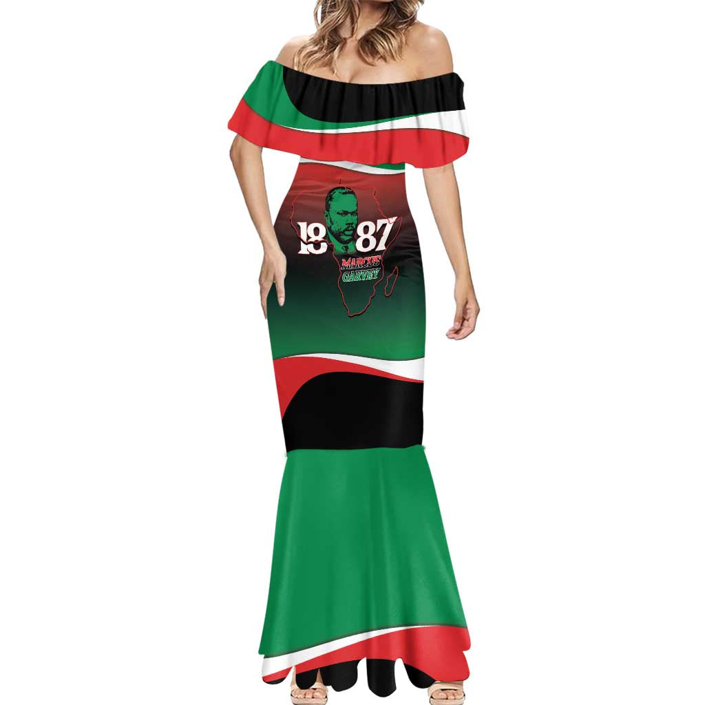 Marcus Garvey 1887 Mermaid Dress African Map Curves Style - Wonder Print Shop