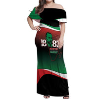 Marcus Garvey 1887 Off Shoulder Maxi Dress African Map Curves Style - Wonder Print Shop