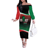 Marcus Garvey 1887 Off The Shoulder Long Sleeve Dress African Map Curves Style - Wonder Print Shop