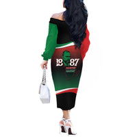Marcus Garvey 1887 Off The Shoulder Long Sleeve Dress African Map Curves Style - Wonder Print Shop