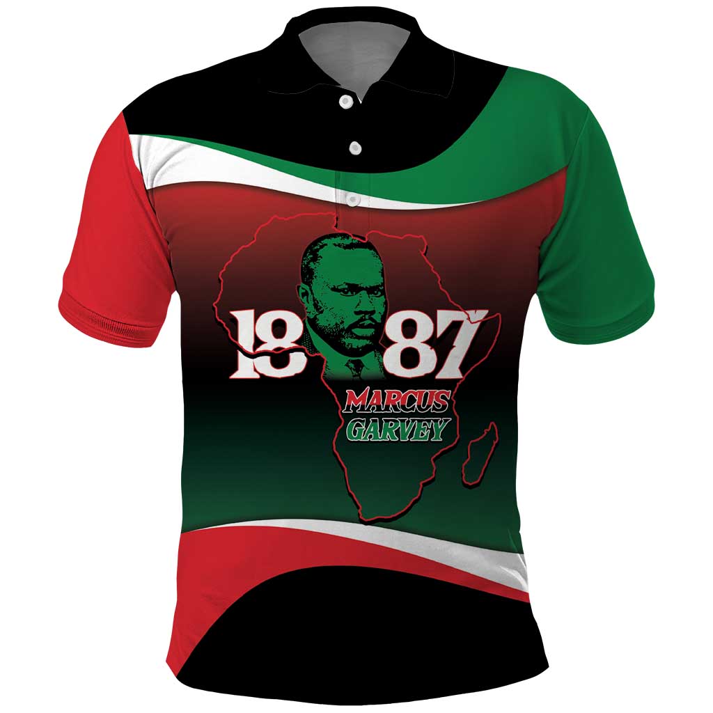 Marcus Garvey 1887 Polo Shirt African Map Curves Style - Wonder Print Shop