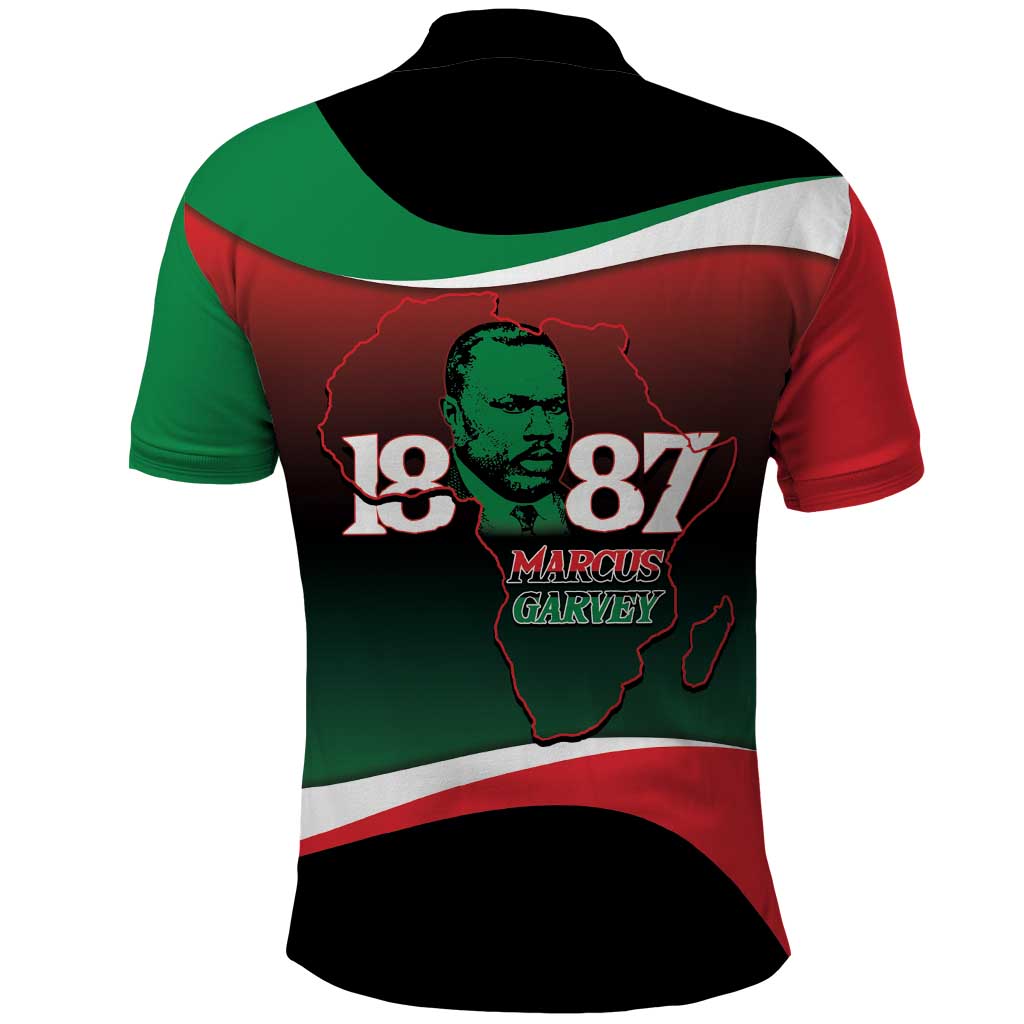 Marcus Garvey 1887 Polo Shirt African Map Curves Style - Wonder Print Shop