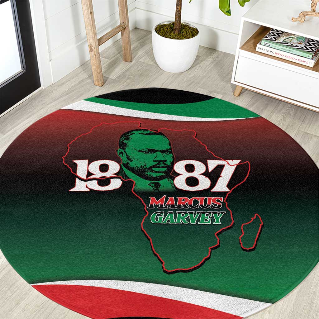 Marcus Garvey 1887 Round Carpet African Map Curves Style - Wonder Print Shop