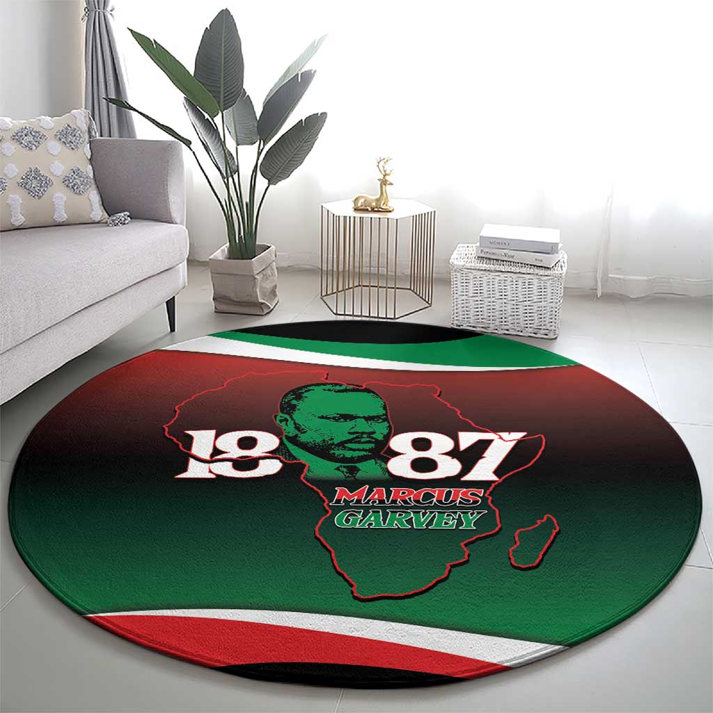 Marcus Garvey 1887 Round Carpet African Map Curves Style - Wonder Print Shop