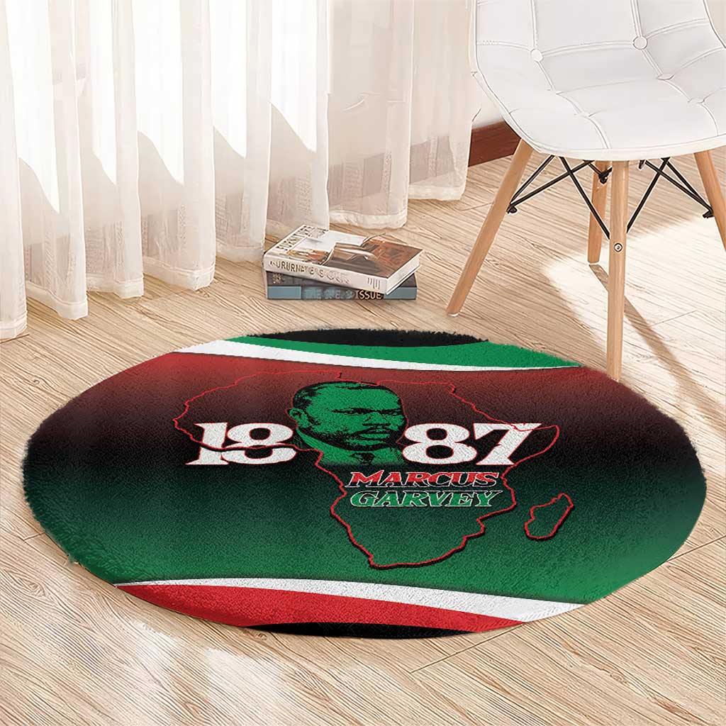 Marcus Garvey 1887 Round Carpet African Map Curves Style - Wonder Print Shop