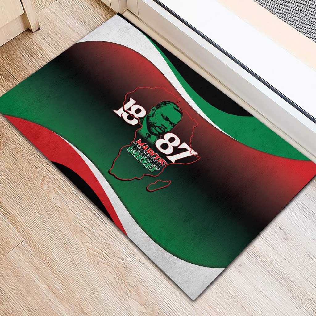 Marcus Garvey 1887 Rubber Doormat African Map Curves Style - Wonder Print Shop