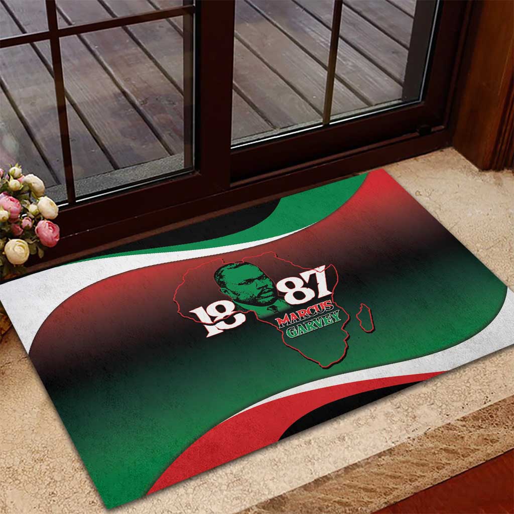 Marcus Garvey 1887 Rubber Doormat African Map Curves Style - Wonder Print Shop