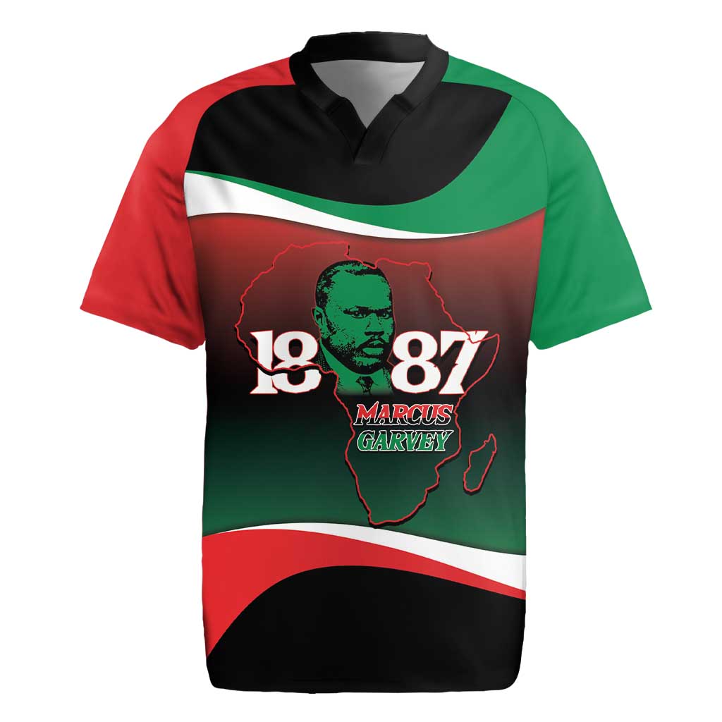 Marcus Garvey 1887 Rugby Jersey African Map Curves Style - Wonder Print Shop