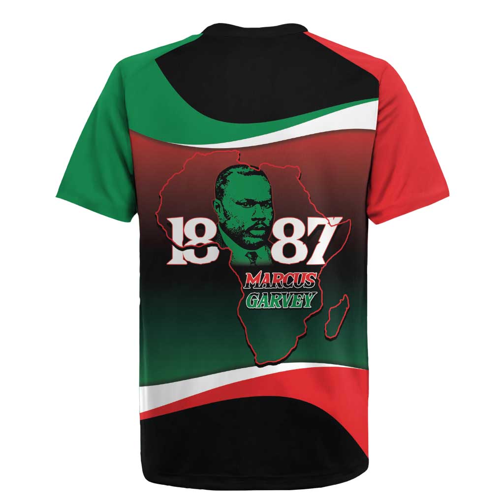 Marcus Garvey 1887 Rugby Jersey African Map Curves Style - Wonder Print Shop