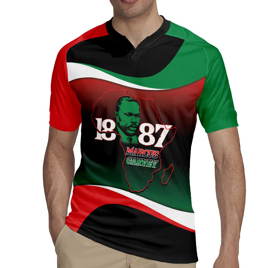 Marcus Garvey 1887 Rugby Jersey African Map Curves Style - Wonder Print Shop