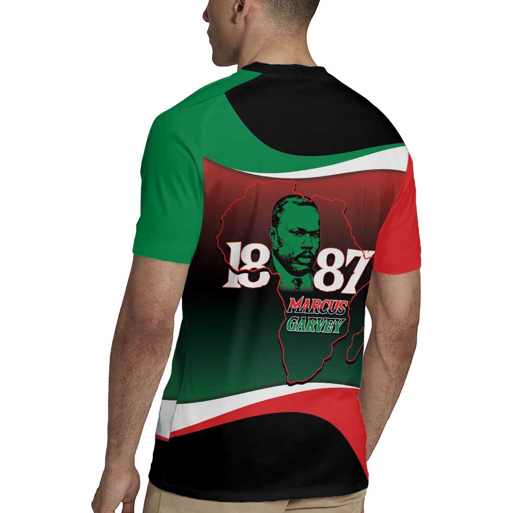 Marcus Garvey 1887 Rugby Jersey African Map Curves Style - Wonder Print Shop