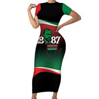 Marcus Garvey 1887 Short Sleeve Bodycon Dress African Map Curves Style - Wonder Print Shop