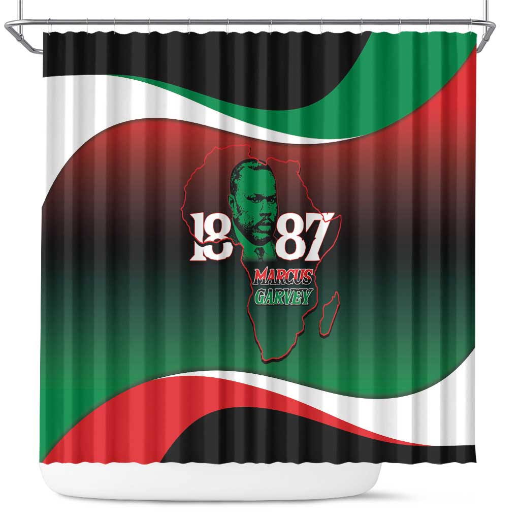 Marcus Garvey 1887 Shower Curtain African Map Curves Style - Wonder Print Shop