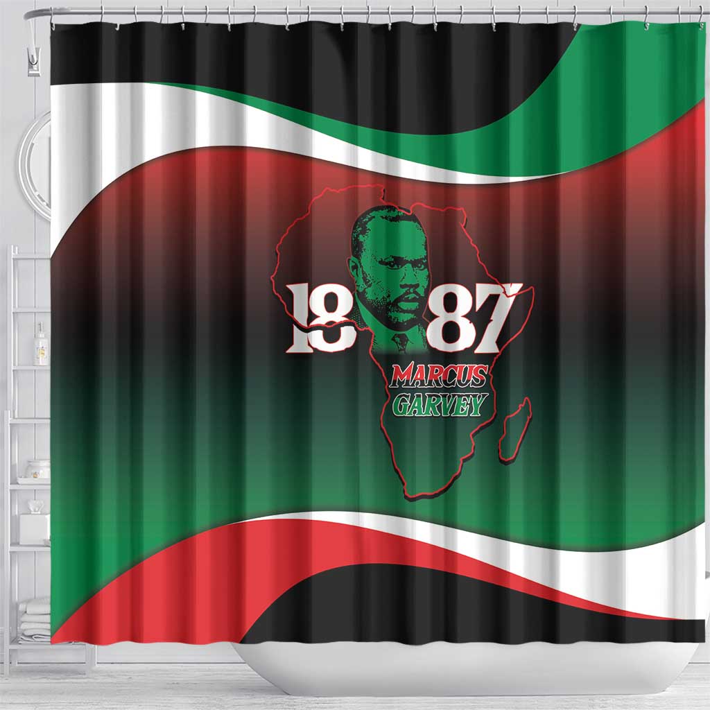 Marcus Garvey 1887 Shower Curtain African Map Curves Style - Wonder Print Shop