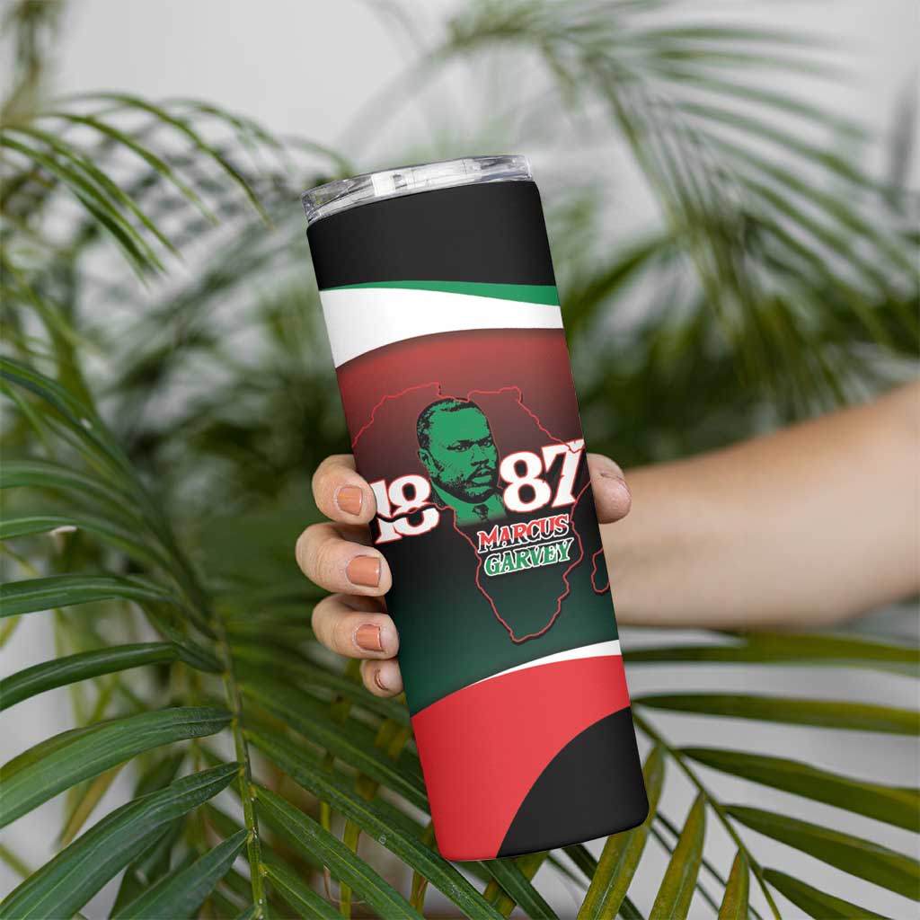 Marcus Garvey 1887 Skinny Tumbler African Map Curves Style - Wonder Print Shop