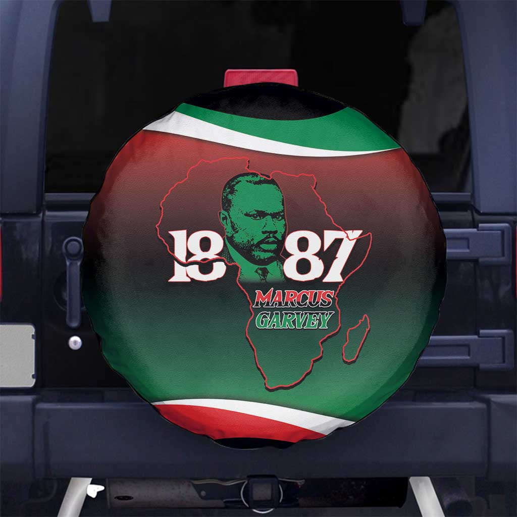 Marcus Garvey 1887 Spare Tire Cover African Map Curves Style - Wonder Print Shop