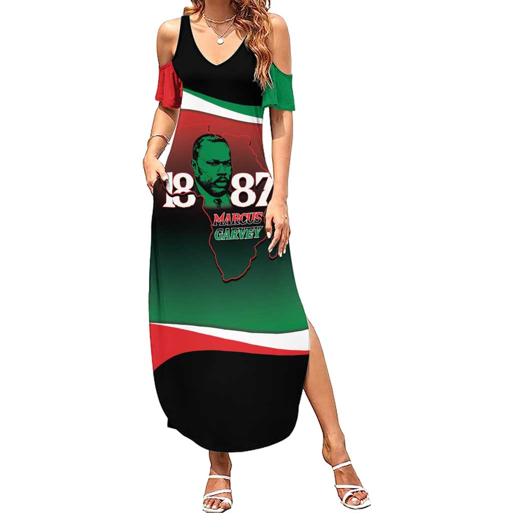 Marcus Garvey 1887 Summer Maxi Dress African Map Curves Style - Wonder Print Shop