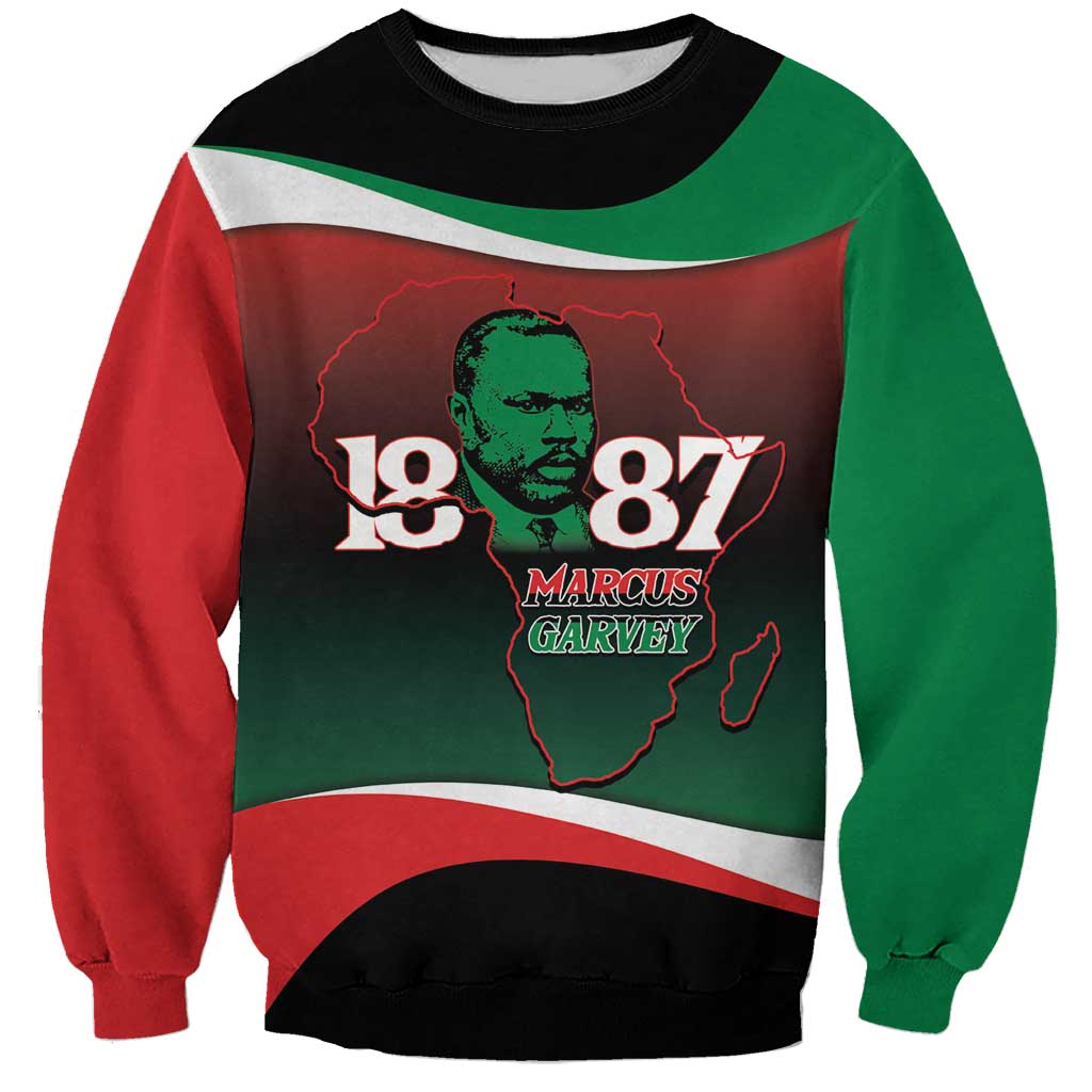 Marcus Garvey 1887 Sweatshirt African Map Curves Style - Wonder Print Shop