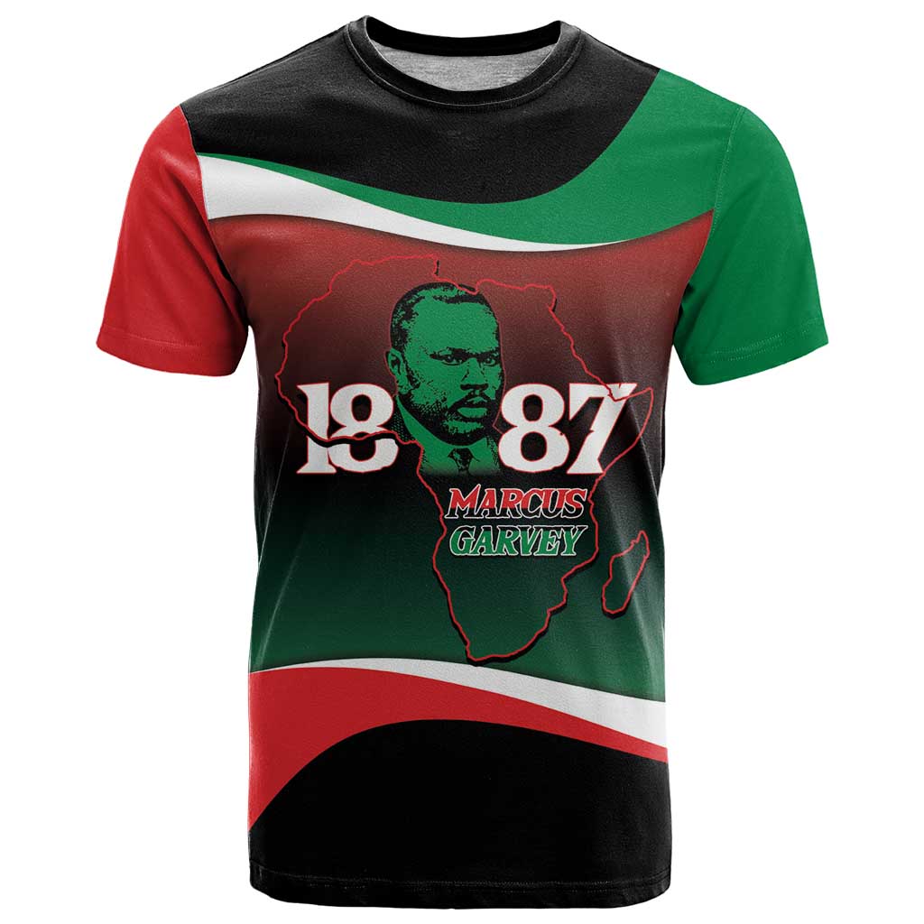 Marcus Garvey 1887 T Shirt African Map Curves Style - Wonder Print Shop