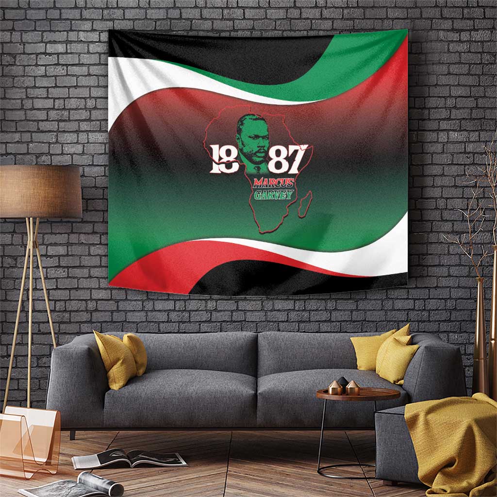 Marcus Garvey 1887 Tapestry African Map Curves Style - Wonder Print Shop