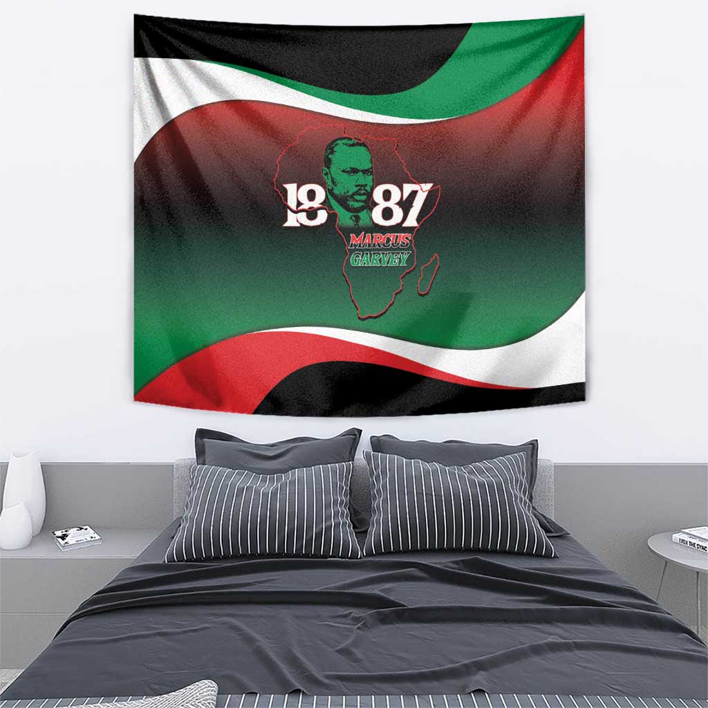 Marcus Garvey 1887 Tapestry African Map Curves Style - Wonder Print Shop