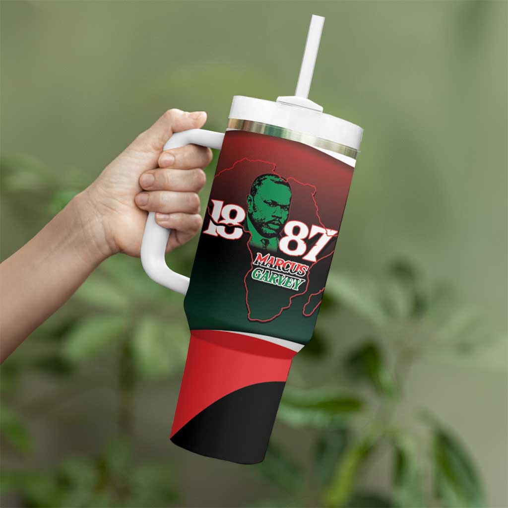 Marcus Garvey 1887 Tumbler With Handle African Map Curves Style - Wonder Print Shop