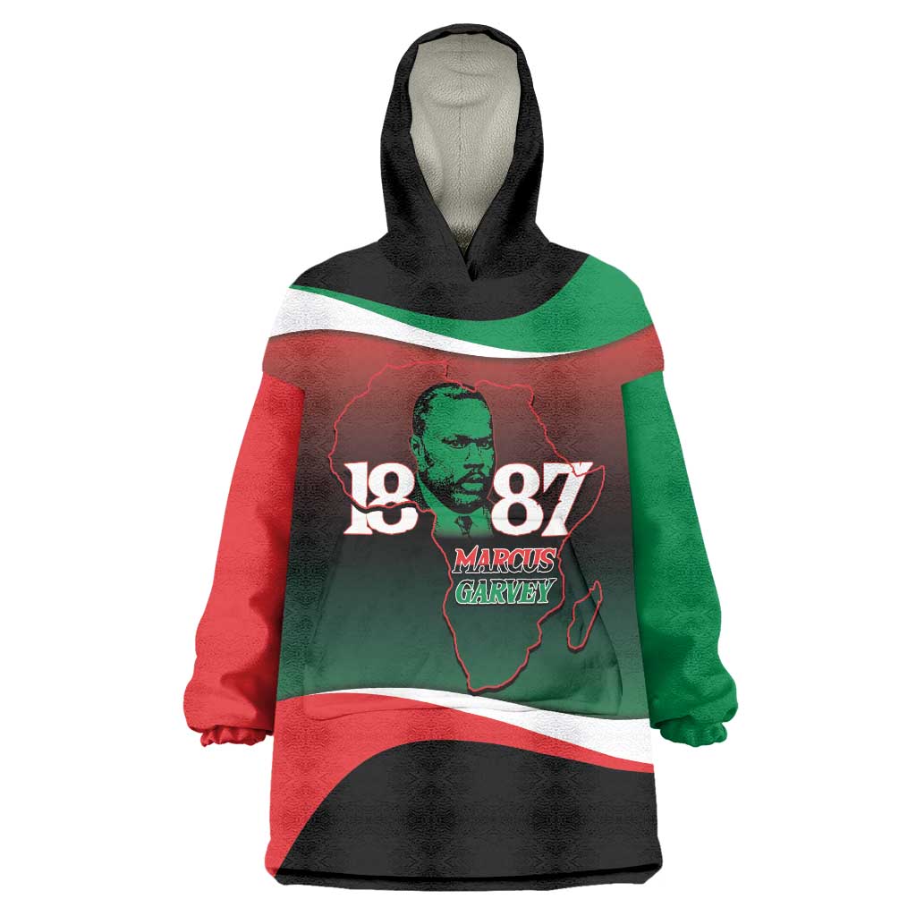 Marcus Garvey 1887 Wearable Blanket Hoodie African Map Curves Style - Wonder Print Shop