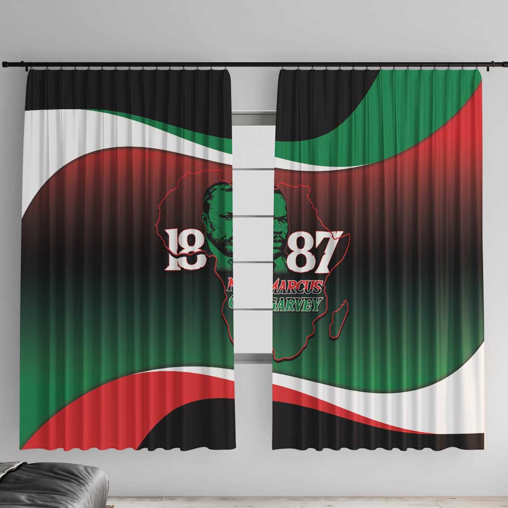 Marcus Garvey 1887 Window Curtain African Map Curves Style - Wonder Print Shop