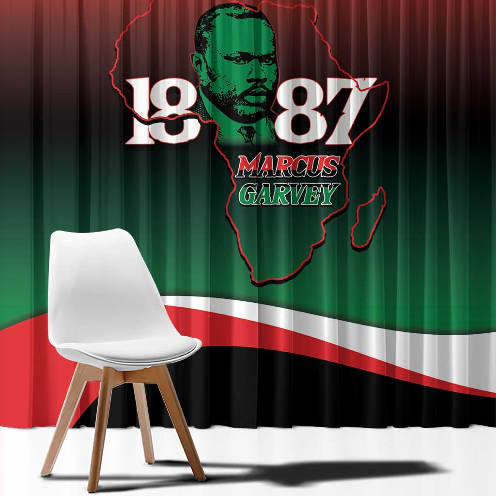 Marcus Garvey 1887 Window Curtain African Map Curves Style - Wonder Print Shop