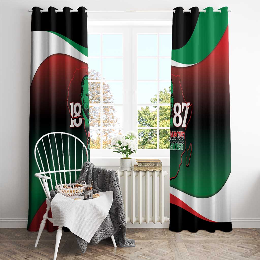 Marcus Garvey 1887 Window Curtain African Map Curves Style - Wonder Print Shop