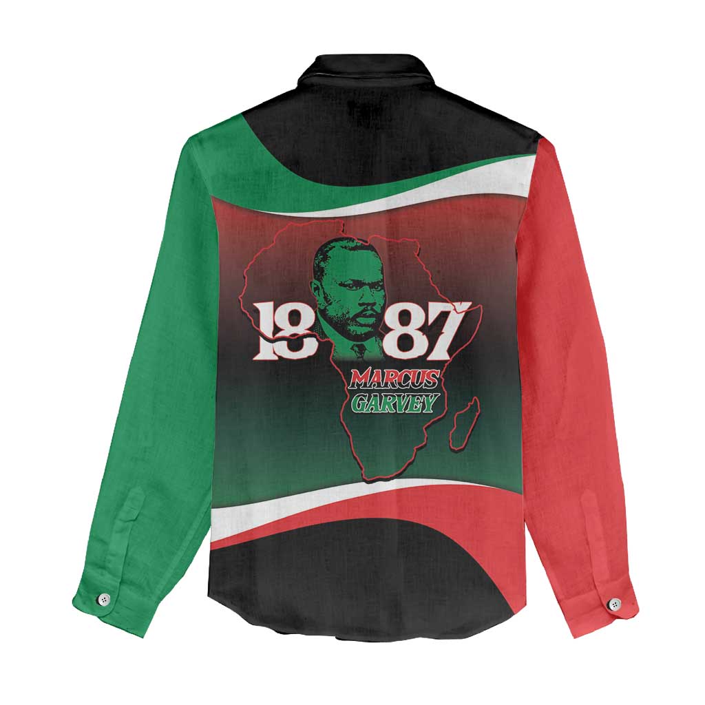 Marcus Garvey 1887 Women Casual Shirt African Map Curves Style - Wonder Print Shop