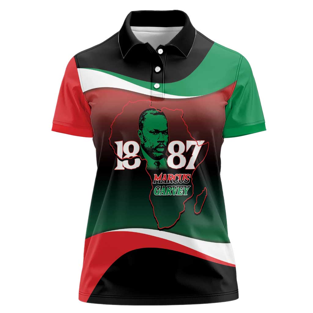 Marcus Garvey 1887 Women Polo Shirt African Map Curves Style - Wonder Print Shop