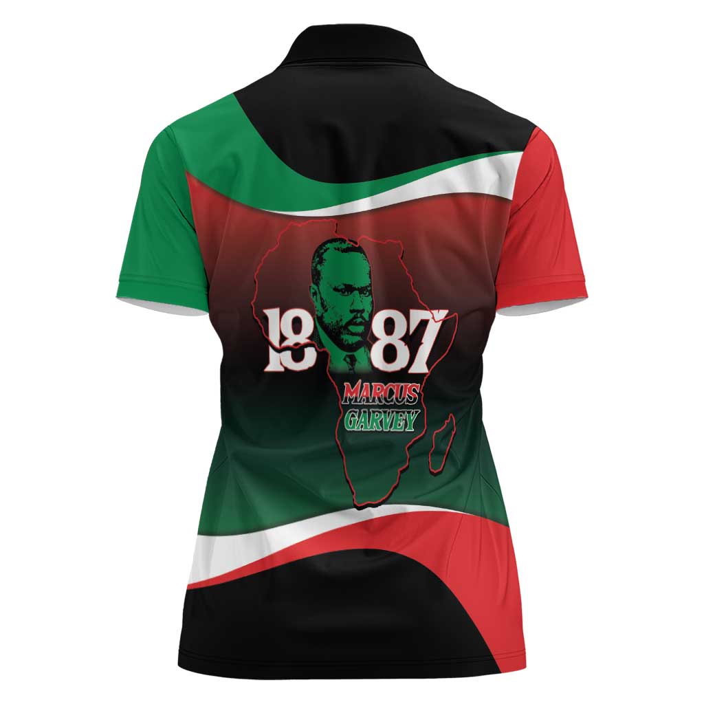 Marcus Garvey 1887 Women Polo Shirt African Map Curves Style - Wonder Print Shop