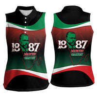 Marcus Garvey 1887 Women Sleeveless Polo Shirt African Map Curves Style - Wonder Print Shop