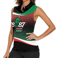 Marcus Garvey 1887 Women Sleeveless Polo Shirt African Map Curves Style - Wonder Print Shop