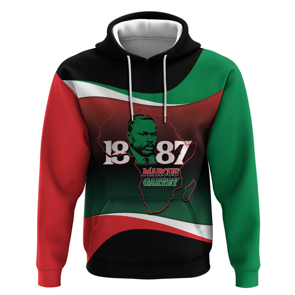 Marcus Garvey 1887 Zip Hoodie African Map Curves Style - Wonder Print Shop