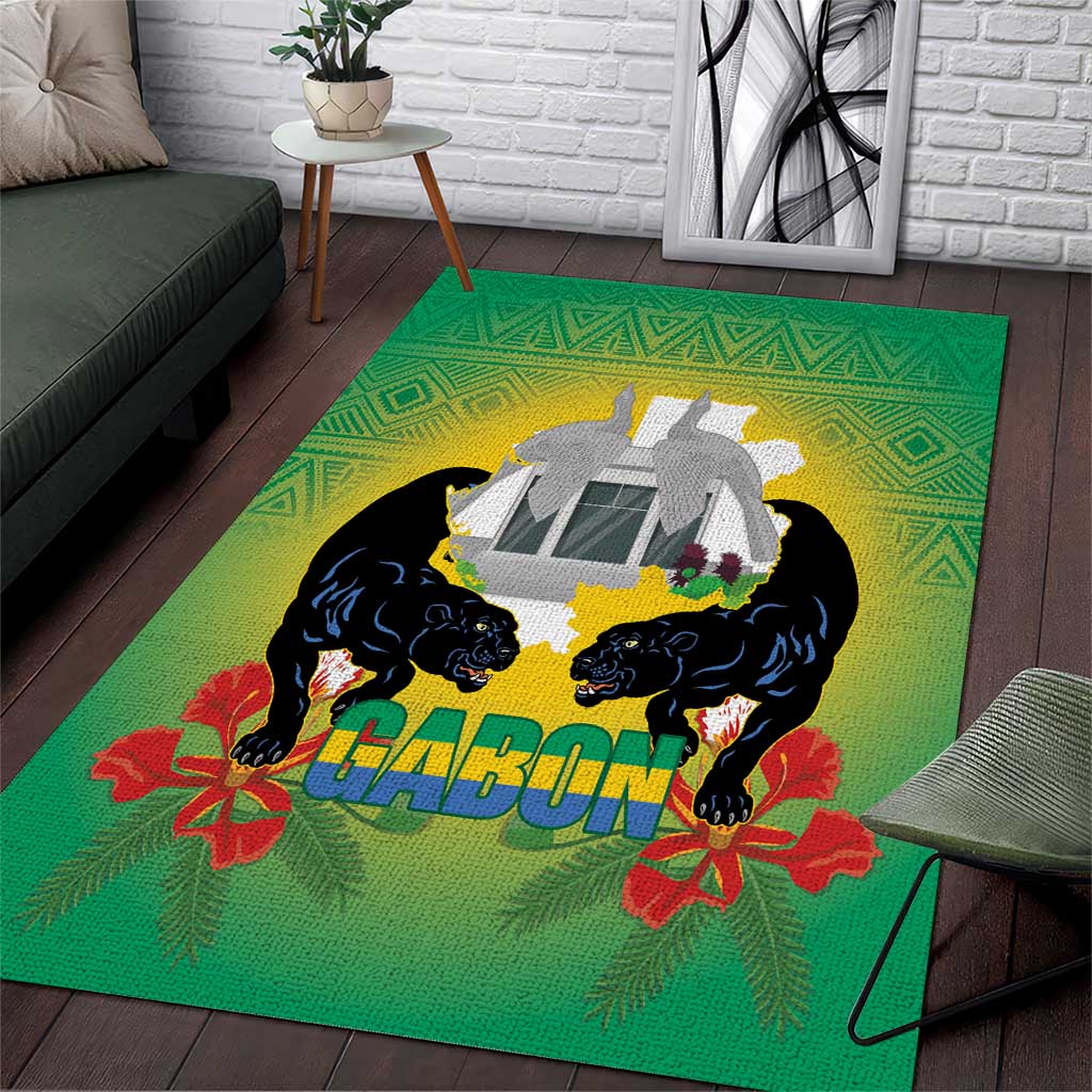 Gabon Independence Day Area Rug Memorial Leon Mba Monument - Wonder Print Shop