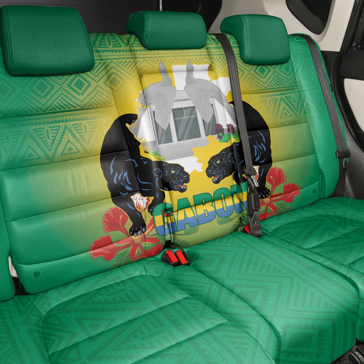Gabon Independence Day Back Car Seat Cover Memorial Leon Mba Monument - Wonder Print Shop