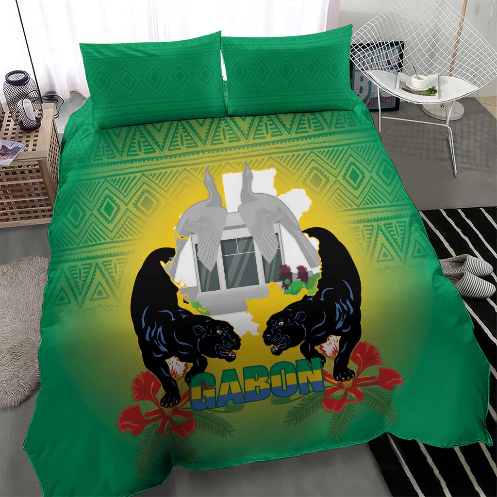 Gabon Independence Day Bedding Set Memorial Leon Mba Monument - Wonder Print Shop