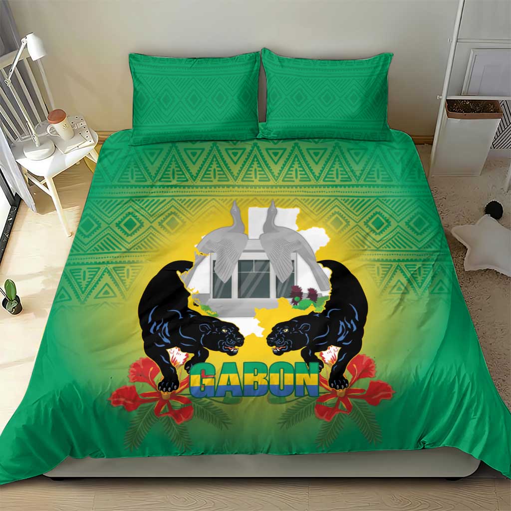 Gabon Independence Day Bedding Set Memorial Leon Mba Monument - Wonder Print Shop