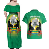 Gabon Independence Day Couples Matching Off Shoulder Maxi Dress and Hawaiian Shirt Memorial Leon Mba Monument - Wonder Print Shop