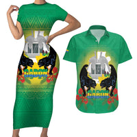 Gabon Independence Day Couples Matching Short Sleeve Bodycon Dress and Hawaiian Shirt Memorial Leon Mba Monument - Wonder Print Shop
