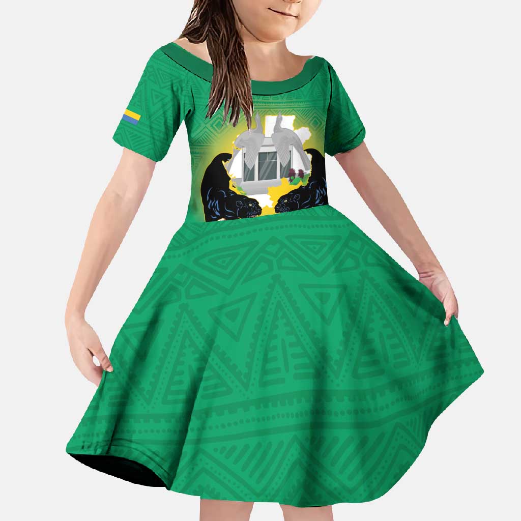 Gabon Independence Day Family Matching Long Sleeve Bodycon Dress and Hawaiian Shirt Memorial Leon Mba Monument - Wonder Print Shop