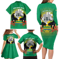 Gabon Independence Day Family Matching Long Sleeve Bodycon Dress and Hawaiian Shirt Memorial Leon Mba Monument - Wonder Print Shop